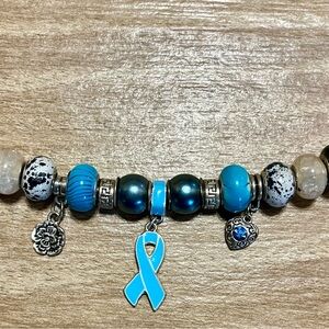 Blue and Silver Ribbon Charm Set (17 pcs)